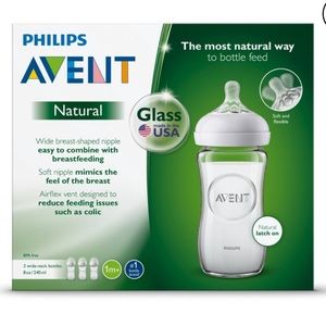 Philips Avent Philips Avent Natural Glass Baby Bottle, 8oz, 3pk